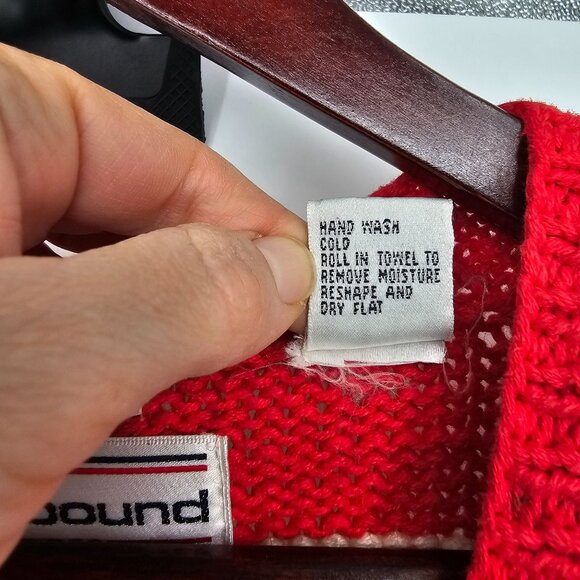 VTG Westbound Patchwork Hand Knit Long Cardigan PS Chunky 80s Cottagecore - Picture 9 of 10